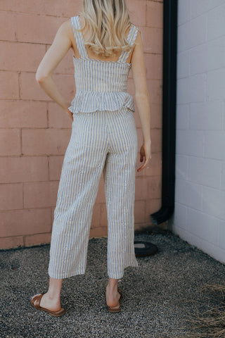 Eyelet Stripe Pants, Blue