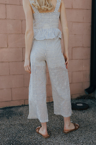 Eyelet Stripe Pants, Blue