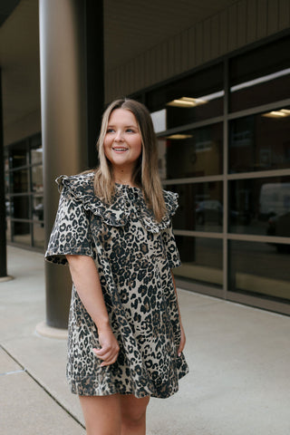 Leopard Collared Mini Dress *Final Sale