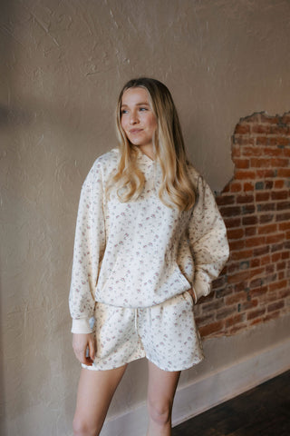 Floral Shorts, Ivory *final sale