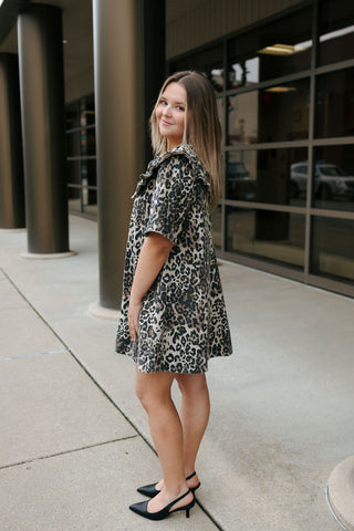 Leopard Collared Mini Dress *Final Sale