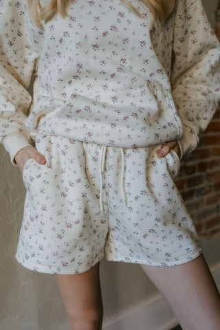 Floral Shorts, Ivory *final sale