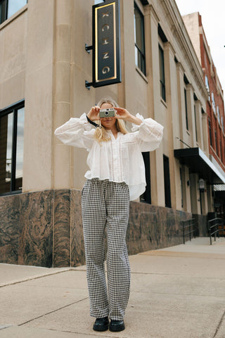 Ruffle Shoulder Top, Off White *final sale