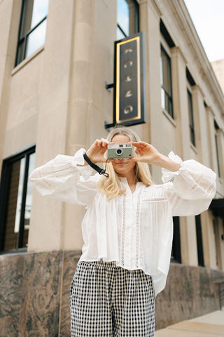 Ruffle Shoulder Top, Off White *final sale