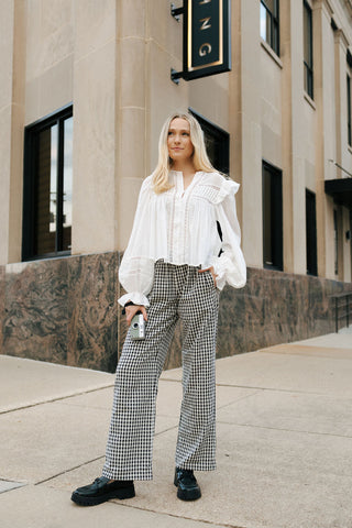 Ruffle Shoulder Top, Off White *final sale