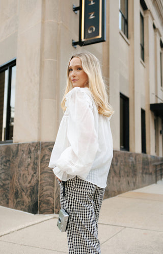 Ruffle Shoulder Top, Off White *final sale