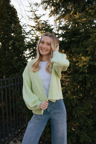 Open Front Cardigan, Green