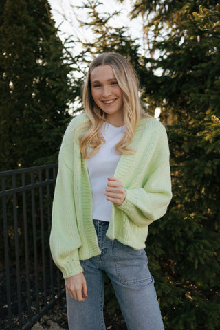 Open Front Cardigan, Green