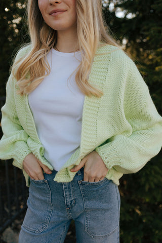 Open Front Cardigan, Green