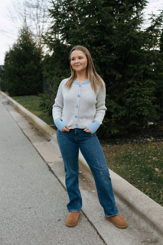 Colorblock Cardigan, Gray * final sale