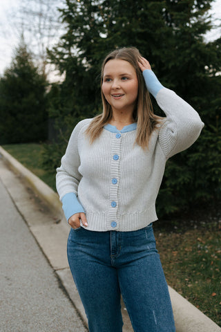 Colorblock Cardigan, Gray * final sale