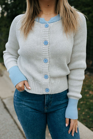 Colorblock Cardigan, Gray * final sale