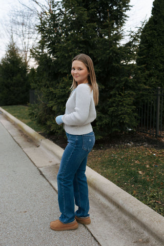 Colorblock Cardigan, Gray * final sale