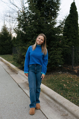 Blue Trim Sweater *final sale