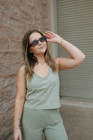 Sloane V Neck Tank, Avocado by Z Supply