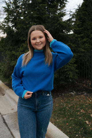 Blue Trim Sweater *final sale