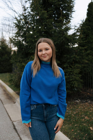 Blue Trim Sweater *final sale