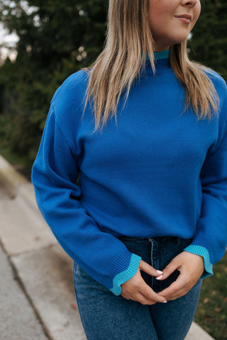 Blue Trim Sweater *final sale