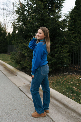 Blue Trim Sweater *final sale