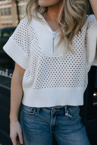 Big Collar Sweater, White
