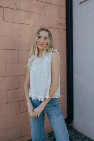 Eyelet Ruffle Trim Blouse