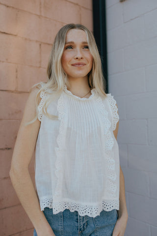 Eyelet Ruffle Trim Blouse