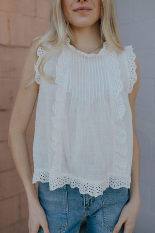 Eyelet Ruffle Trim Blouse