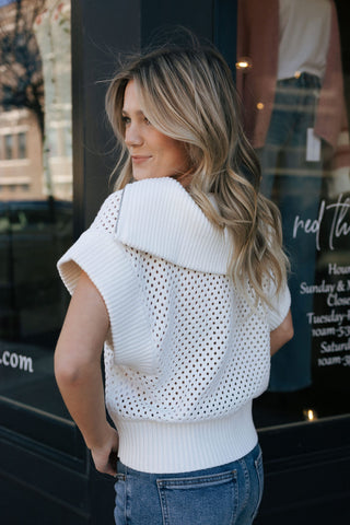 Big Collar Sweater, White