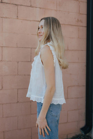 Eyelet Ruffle Trim Blouse