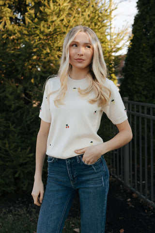 Fruit Embroidered Sweater *final sale