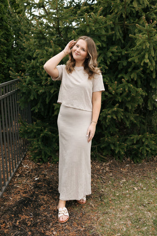 Delavine Textured Midi Skirt, Parchment by Z Supply