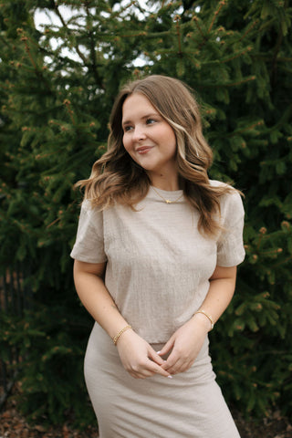 Sway Textured Cropped Tee, Parchment by Z Supply
