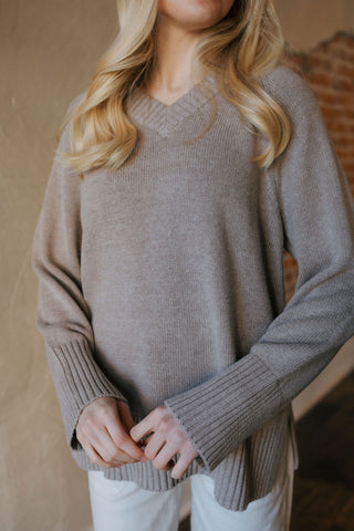 Boulevard V Neck Sweater, Taupe by Z Supply