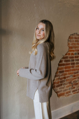 Boulevard V Neck Sweater, Taupe by Z Supply