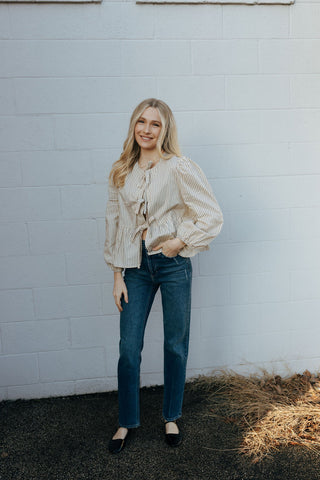 Stripe Woven Bow Top *final sale