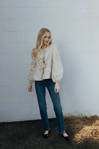 Stripe Woven Bow Top *final sale
