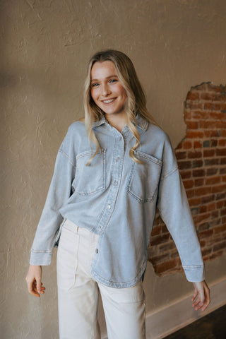 All Day Knit Denim Jacket, Washed Denim by Z Supply - The Red Thread Boutique