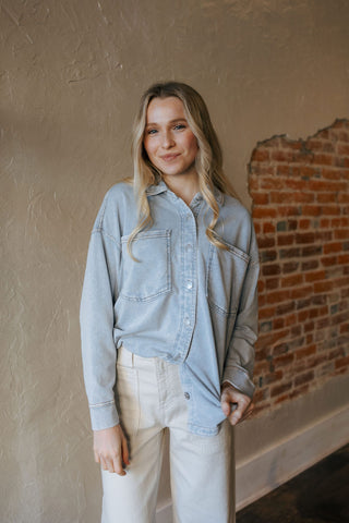 All Day Knit Denim Jacket, Washed Denim by Z Supply - The Red Thread Boutique