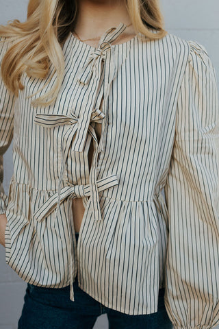Stripe Woven Bow Top *final sale