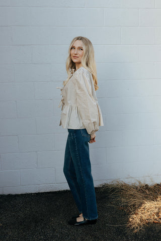 Stripe Woven Bow Top *final sale