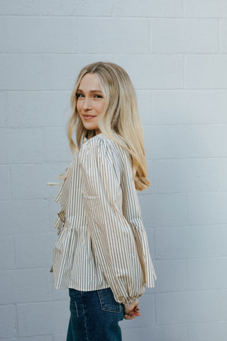 Stripe Woven Bow Top *final sale