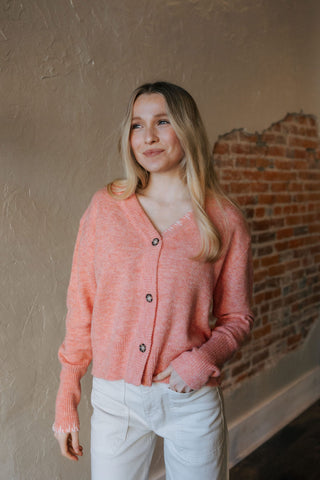 Button Front Cardigan, Peach