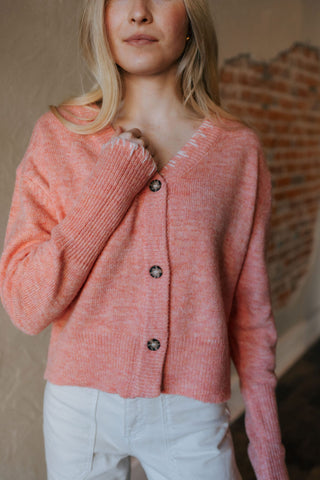 Button Front Cardigan, Peach