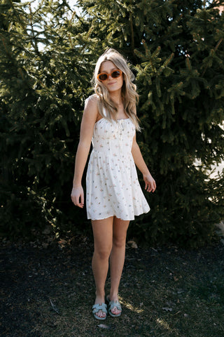 Tie Shoulder Floral Dress