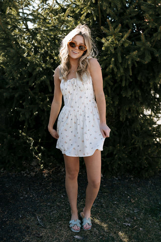 Tie Shoulder Floral Dress