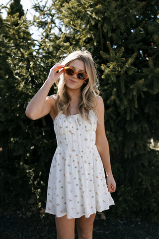 Tie Shoulder Floral Dress
