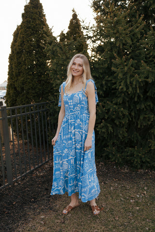 Boho Print Dress, Blue