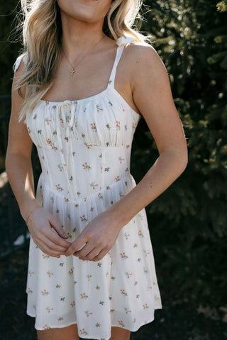 Tie Shoulder Floral Dress