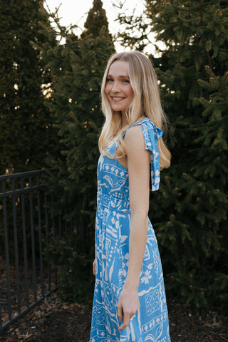Boho Print Dress, Blue