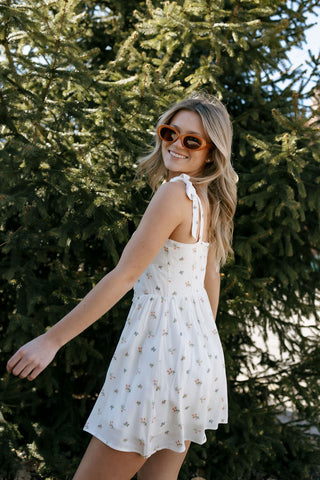 Tie Shoulder Floral Dress
